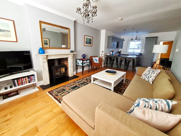 TV, fireplace, DVD player, foosball