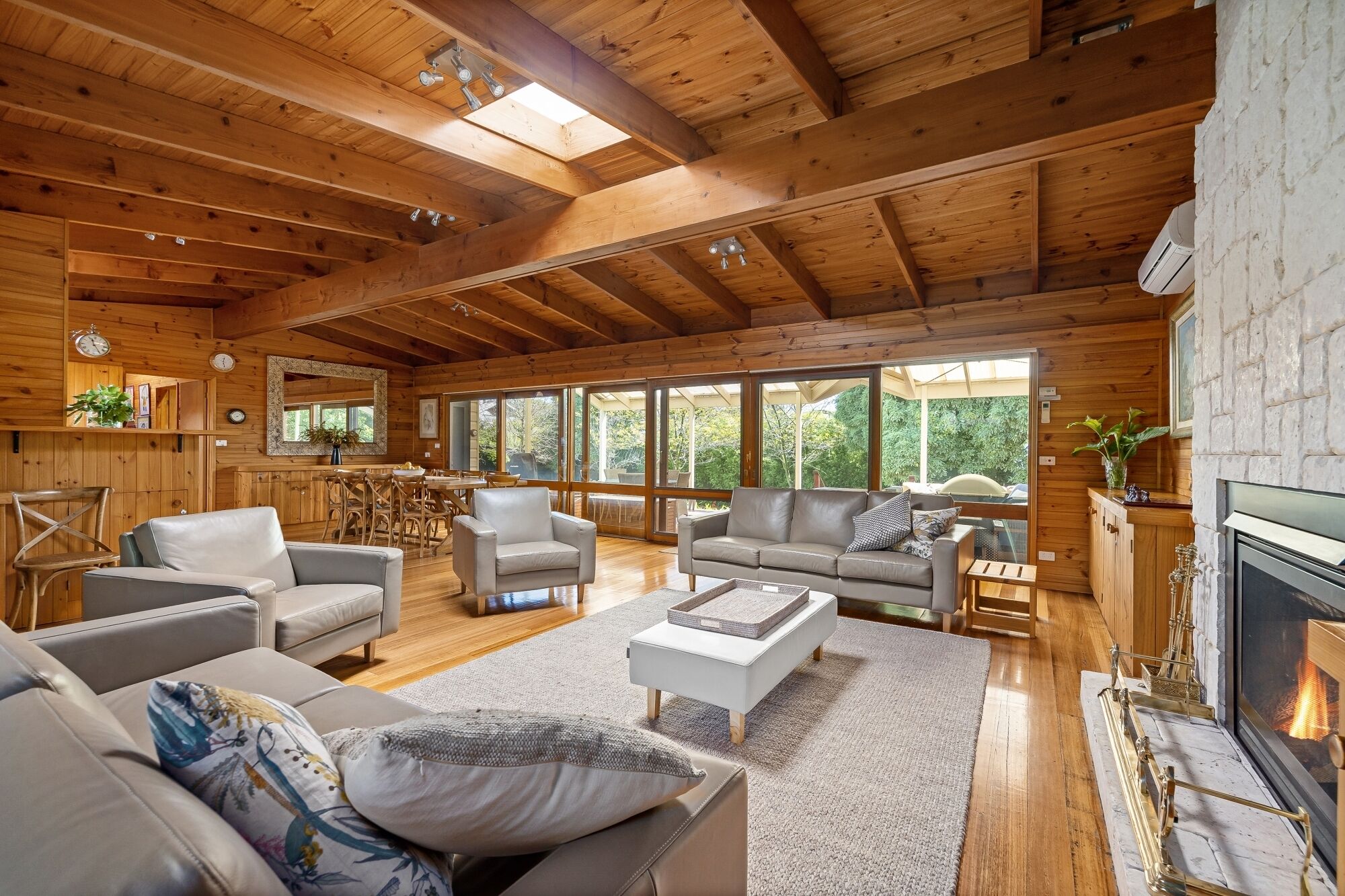 Fernseher, Kamin, Stereoanlage