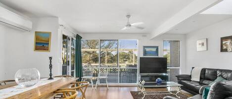 Smart TV, DVD player, books