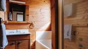 Shower, towels, toilet paper