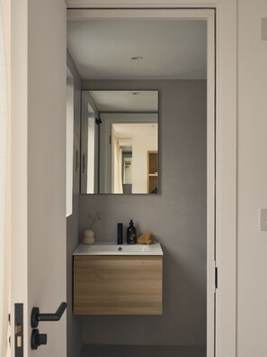 Eco-friendly toiletries, hair dryer, towels