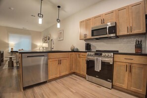 Fridge, dining tables