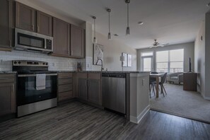 Fridge, dining tables