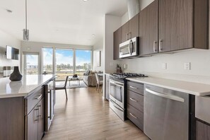 Fridge, dining tables