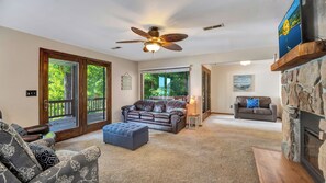 TV, fireplace - Quiet Side of the Lake- Perfect Spot for Floating- Private Dock- Quiet Location (Sunrise Beach)