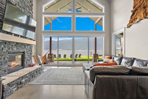 Smart TV, fireplace, video games, DVD player