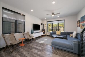 TV, fireplace