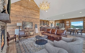 TV, fireplace