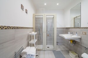 Douche, séchoir à cheveux, serviettes fournies