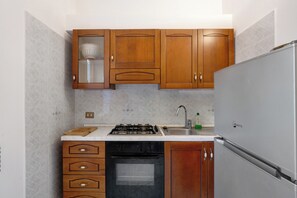 Fridge, oven, stovetop, electric kettle