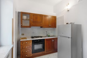 Fridge, oven, stovetop, electric kettle