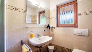 Regadera, secadora de cabello, toallas