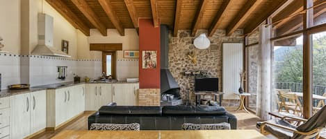 TV, fireplace