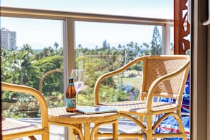 Premium Studio Suite, 1 Queen Bed with Sofa bed, Kitchenette, Partial Ocean View | Terrace/patio