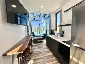 Kühlschrank, Mikrowelle, Herdplatte, Geschirrspüler