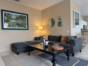Smart TV, fireplace, music library, offices
