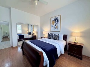 5 bedrooms, desk, iron/ironing board, travel crib