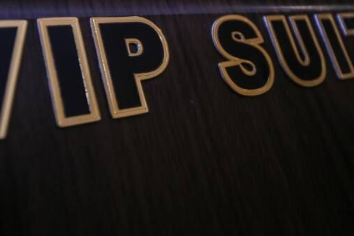 A sign with the words "VIP SUITE" in bold, capital letters.