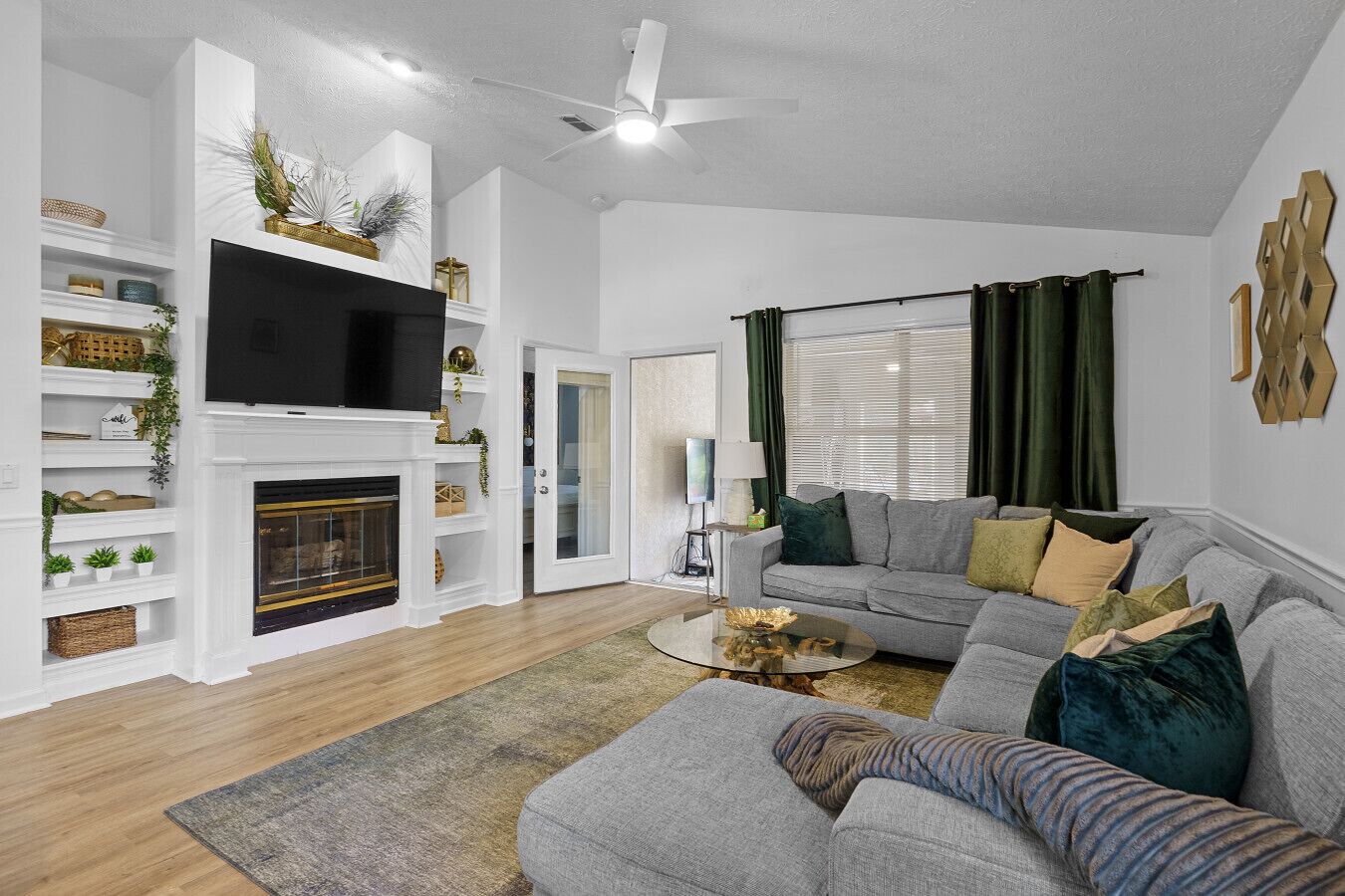 Smart TV, fireplace, table tennis, books