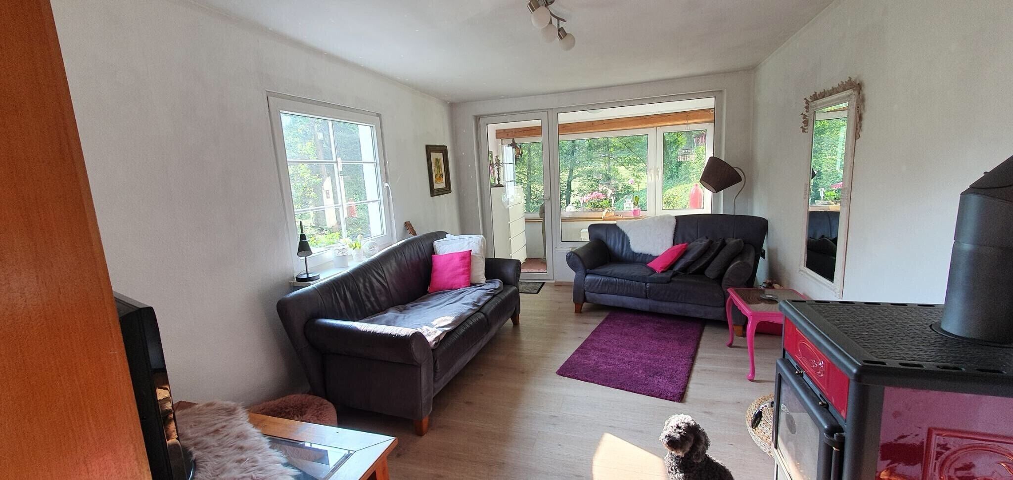 Fernseher, Kamin, Tischtennisplatte, Stereoanlage