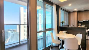 Premier Double Room, Sea View | Individually furnished, blackout drapes, soundproofing, free WiFi