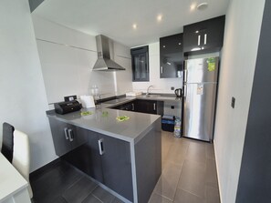 Fridge, microwave, oven, dishwasher