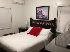 1 bedroom, desk, iron/ironing board, travel cot