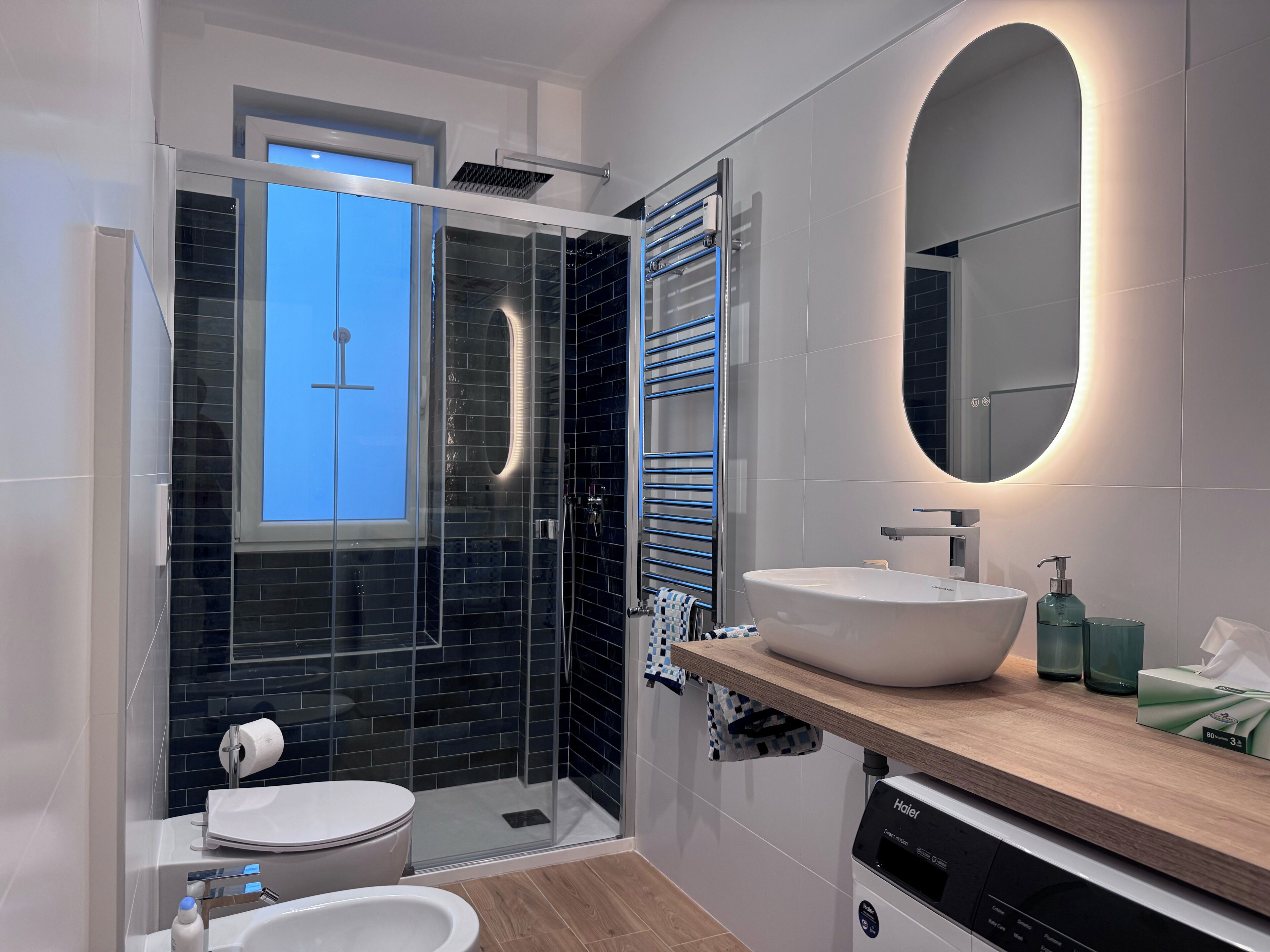 Sèche-cheveux, bidet, serviettes fournies, papier toilette