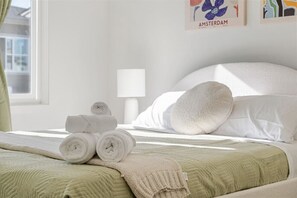 2 bedrooms, desk, iron/ironing board, travel cot