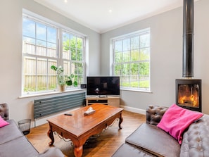 TV, fireplace