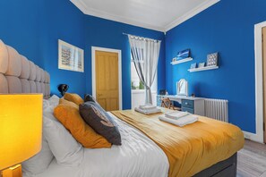 1 bedroom, desk, iron/ironing board, travel cot