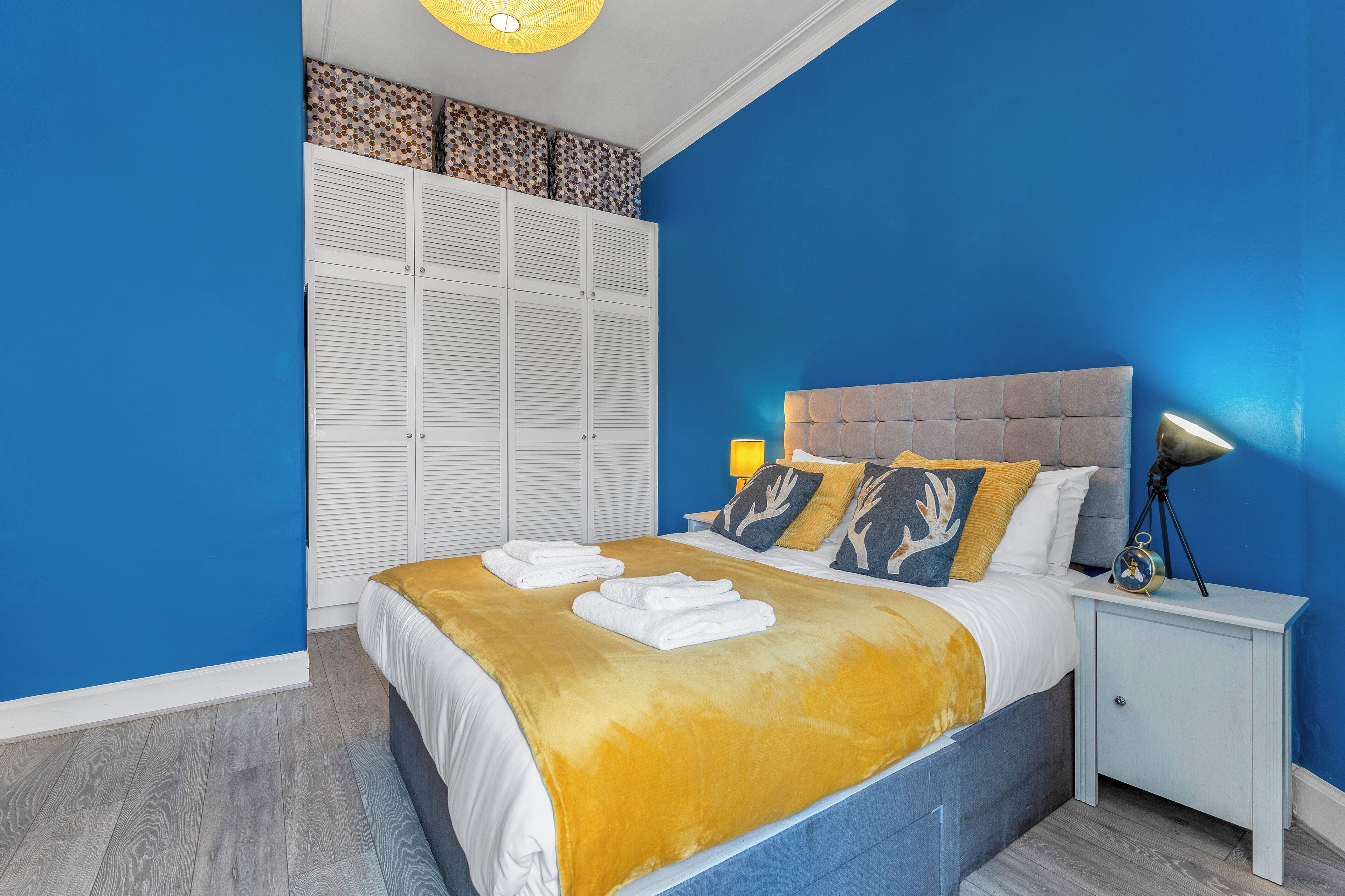 1 bedroom, desk, iron/ironing board, travel crib