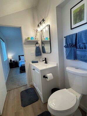 Hiustenkuivaaja, pyyhkeet, saippua, sampoo