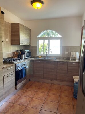 Deluxe Apartment, Patio, Garden View | Private kitchen | Full-size fridge, microwave, oven, stovetop - BonitaVillageComplex-LasTerrenas  (Las Terrenas)