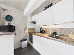 Fridge, microwave, dishwasher