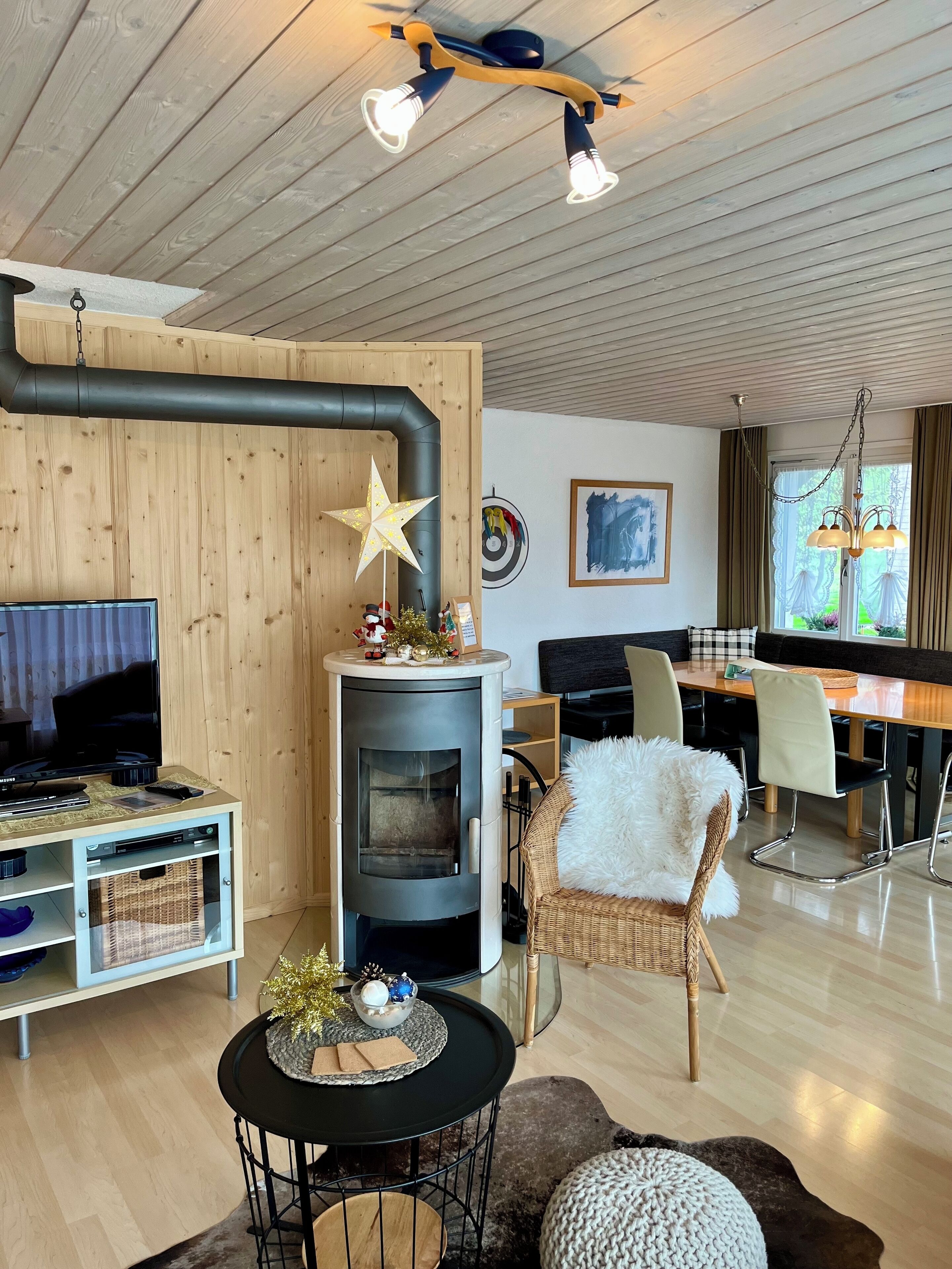 TV, DVD player, books