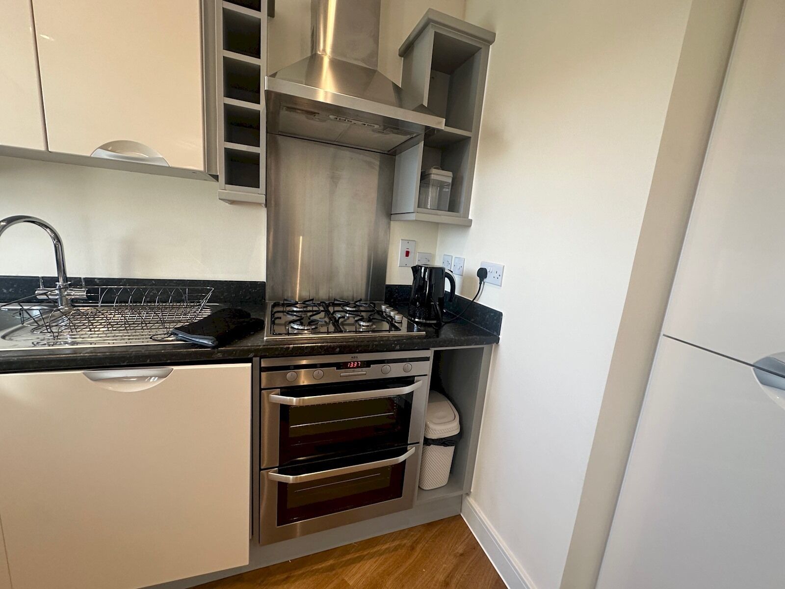 Fridge, microwave, oven, toaster