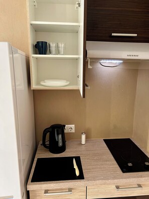 Fridge, stovetop, electric kettle, cookware/dishes/utensils - Studio near the center, ideal for low budget WIFI (Tartu)
