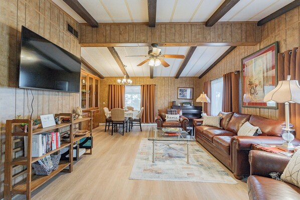 Smart TV, DVD player, books, video library
