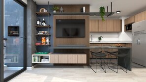 Réfrigérateur, micro-ondes, four, blender