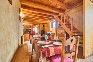 Dining - Holiday Home 'Chateau De Merande' with Mountain Views, Private Terrace and Wi-Fi (Arbin)