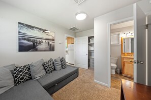 Smart TV, fireplace, video games, DVD player