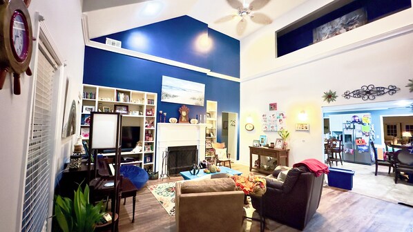 Smart TV, fireplace, video games