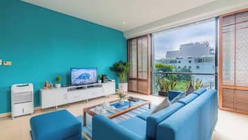 Suíte real, 3 quartos, acesso ao Club Lounge, vista para a cidade | Roupas de cama premium, edredons de pluma, camas Select Comfort