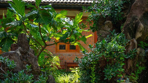 A serene garden with a pond, lush greenery, and a traditional building in the background. - Duy Ngoc Resort Phu Quoc (Phu Quoc)
