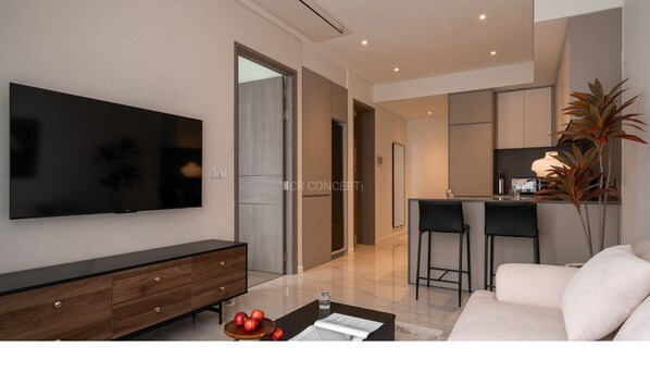 Departamento de lujo, 1 habitación, vista a la ciudad | Ropa de cama de alta calidad y camas con pillow-top 