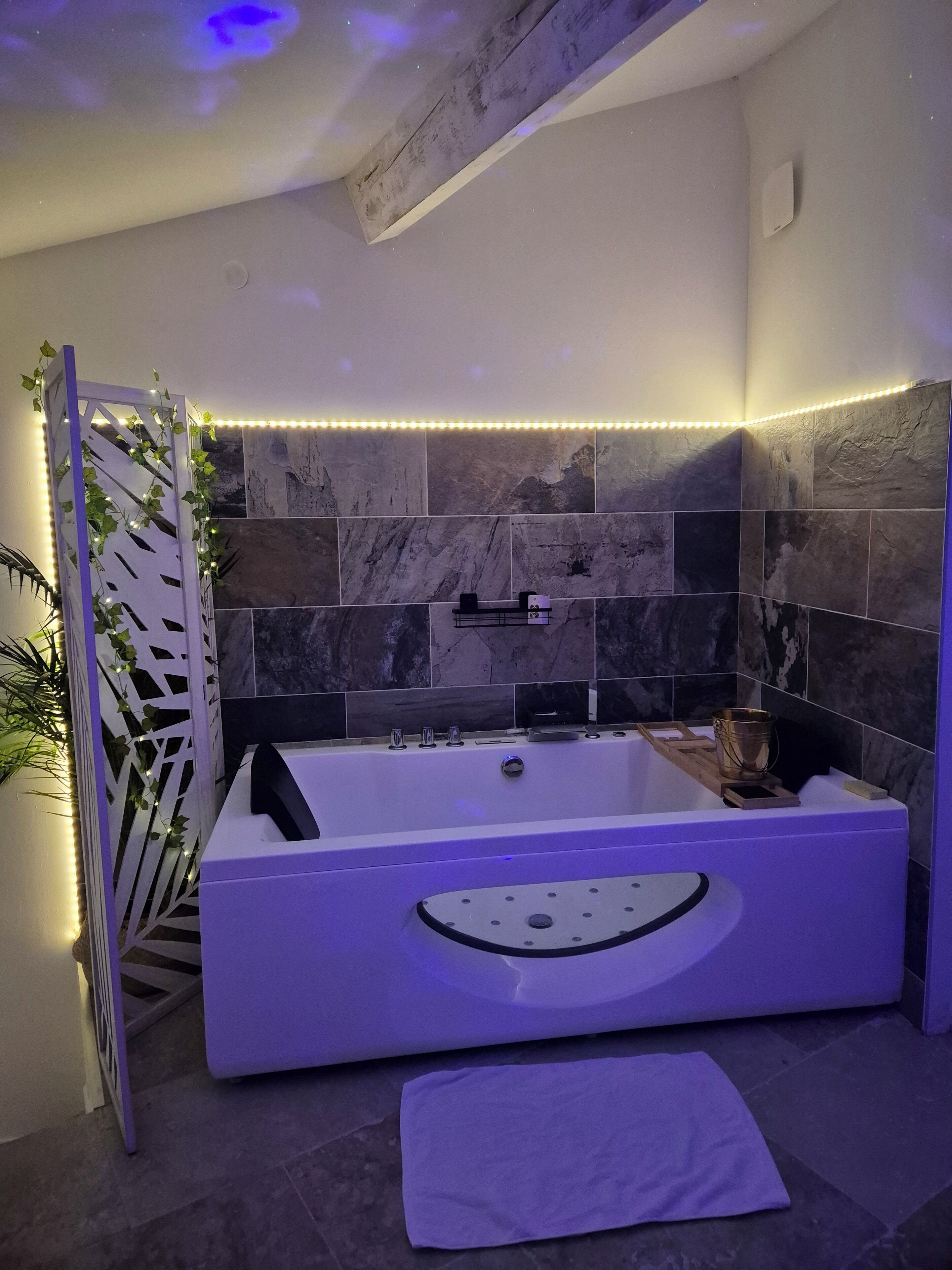 Een douche, een bubbelbad, een haardroger, handdoeken