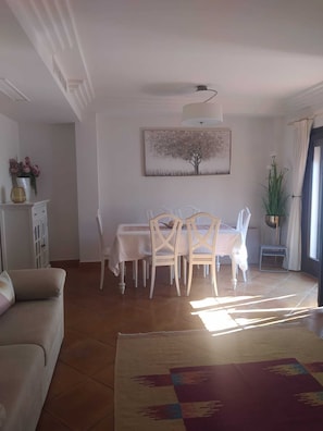 Villa, 3 Bedrooms, Smoking, Balcony | Dining room - Stylish House, Patio, Pool, Mountains, Stunning White Village, sea 20 Mins Away (Casares)
