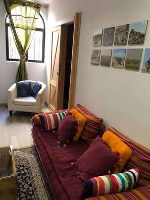 Apartment, 2 Bedrooms, Patio, Garden View | Living room - Stunning Vacation Rental in Cáceres, España (Cáceres)