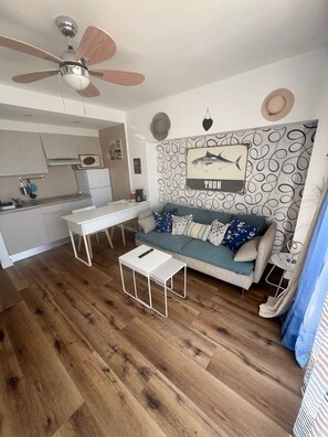 Condo, 1 Bedroom, Smoking, Terrace | Living area - Oceanfront Condo in Playa las Americas With Sea Views (Arona)